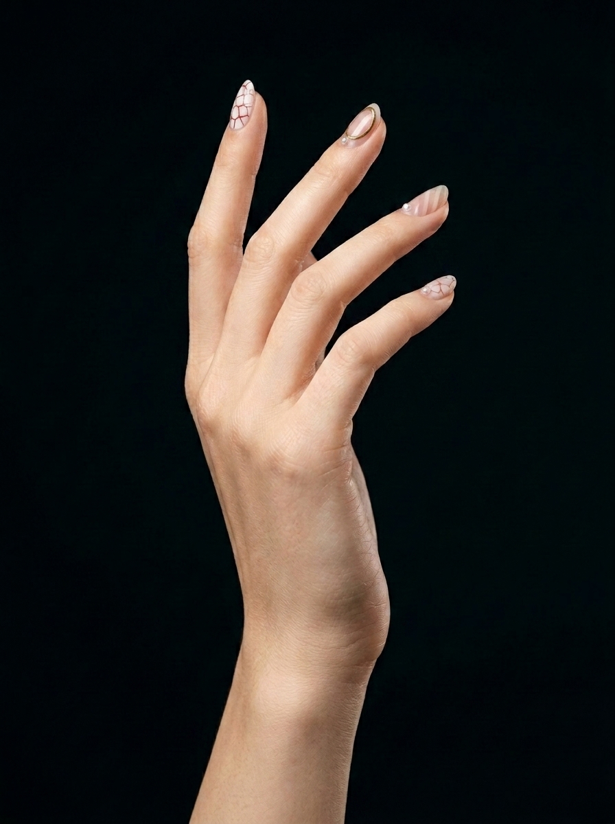 Nude Con Toques Dorados, nail art nail_art, color nude, forma almendra, nails Leander TX
